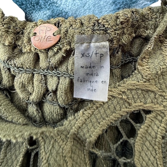 Free People Womens medium olive green Adella lace cross strap Cami XS Fairy Boho - Picture 7 of 7